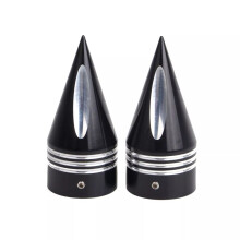 Black Front Axle Nut Covers Caps Kit for Touring Road King