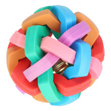 Pelota de goma para perros, pelota suave de TPR con cascabel, juguete interactivo para masticar, colorido, chirriante, para entrenamiento y
