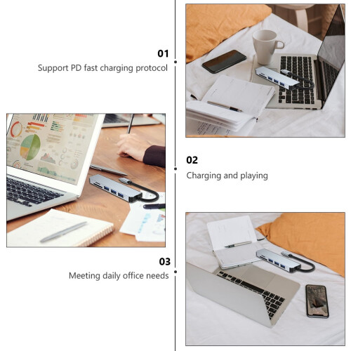 6-Port USB Hub Docking Station with PD Charging for Laptop 1