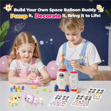 DIY Space Magic Balloon Kit, Sticker Decorated Balloons Toy for Kids, Air Pump Fun with Balloon
