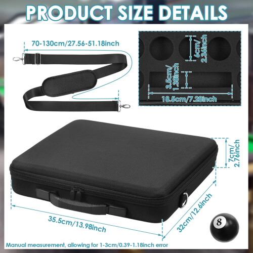 Pool Ball Case with Handle and Adjustable Strap 16-Ball 1