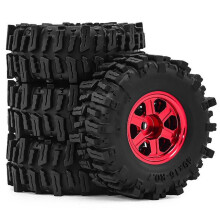 Llanta de Rueda Metálica de 0,7 Pulgadas con Neumáticos de Goma de 40 mm para Axial Red