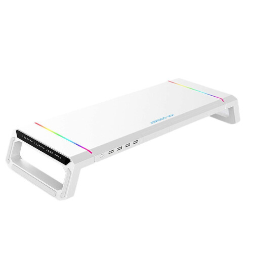 (White) RGB 4 USB 2.0 Universal Monitor Stand Riser 2