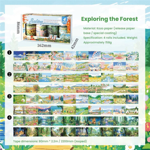 4 Rollen/Set Fun Landscape Series Ins Landscape Tape  A 1