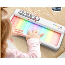 Kids Piano Toy W/Rainbow Lights, Toddler Pocket Travel Piano Keyboard, Portable Musical Instrument Toys