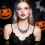 Halloween Skeleton Hand Skull Necklace Earrings Set 3