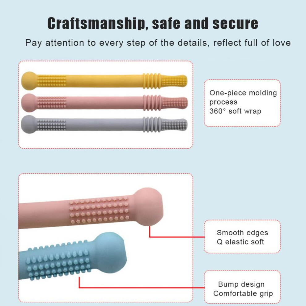 Hollow Silicone Baby Teether Tubes Chew Straw Toys, Mixed Color