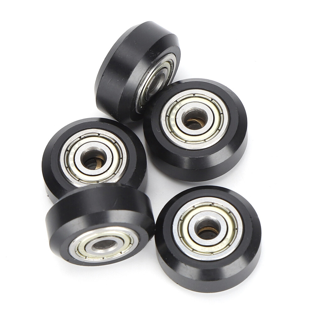 5Pcs Pom Pulleys With 625Zz Bearings, 24Mm Diameter, Black 8781391574470
