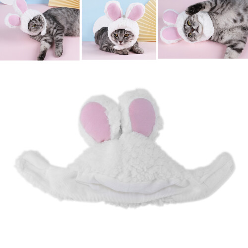 Cute Plush Rabbit Hat with Ears for Cats, Head Circumference 28-35cm 2