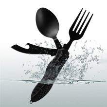 Bottle Opener Three-in-One Multi-Tool Camping Folding Comfortable Grip Hook Design Stainless Steel Folding Spoon Fork