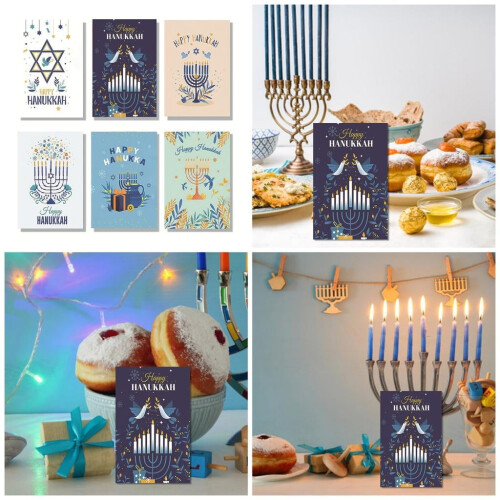 30 τεμάχια ευχετήριες κάρτες Hanukkah με φακέλους για εβραϊκό πάρτι με θέμα το πουλί 1