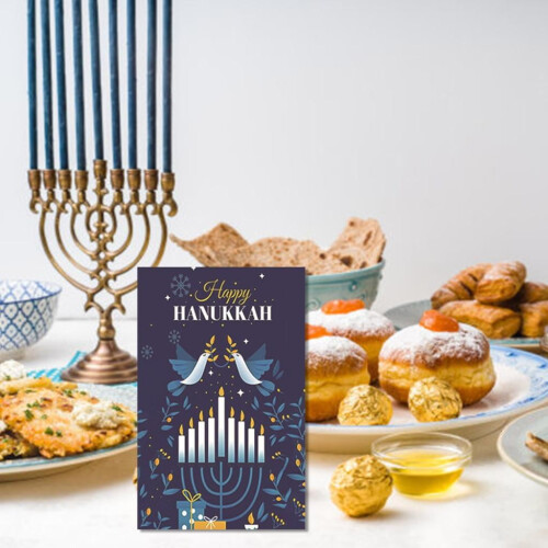 30 τεμάχια ευχετήριες κάρτες Hanukkah με φακέλους για εβραϊκό πάρτι με θέμα το πουλί 2