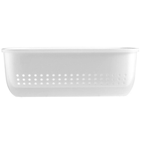 Double Layer Colander Basket for Fruit & Vegetable Drainage Storage, White PP Kitchen Drainer 2