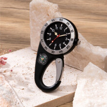 Vintage Portable Pocket Watch Carabiner Clip Sports Hiking Fob Watch with Mountaineering Compass for Backpack