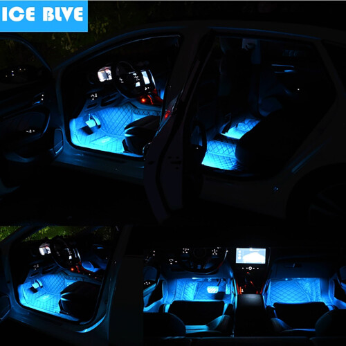 Car Interior LED Footwell Lights Ambient Lighting Kit 4 2