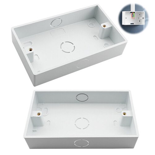 2Pcs 2 Gang Surface-Mounted Back Box 146 Type,Electrical Double Pattress Box for Wall-Mounted Light Switche Power Socket 1