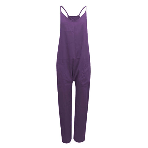 Γυναικεία Ολόσωμη Φόρμα με V-Neck, Λεπτές Τιράντες, Δύο Τσέπες & Μακρύ Παντελόνι – 2