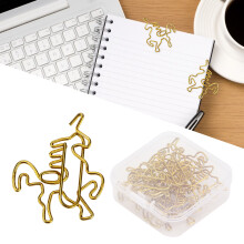 10pcs Golden Animal Shape Stainless Steel Paper Clips for Office & Decor