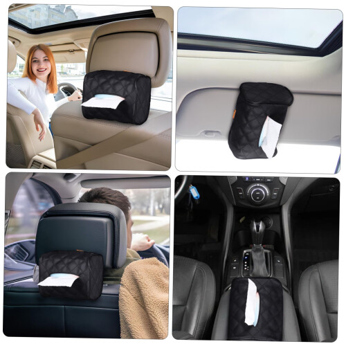 Car Tissue Holder for Visor and Headrest, Compact SpaceSaving Organizer with Modern Minimalist Design 1