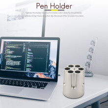 Cylinder Pen Holder Revolver Pen Holder with 6 Slots Pen Pencil Holder Cylinder Design Heavy Duty Non-Slip Aluminum Office Decoration