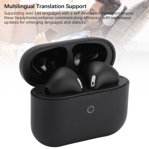 144 Languages Wireless Translation Earbuds, Black, Touch Control, 7H Play 2