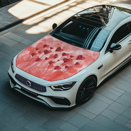 Red Heart Car Cover Stretchable Washable Universal Fit 1 2