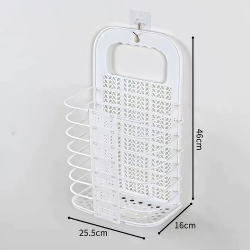 Foldable Wall-Mounted Laundry Basket in White for Home Use and Storage 1