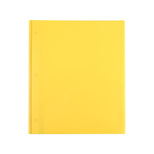 Yellow Plastic Two-Pocket Folder with Prongs and Fasteners 1