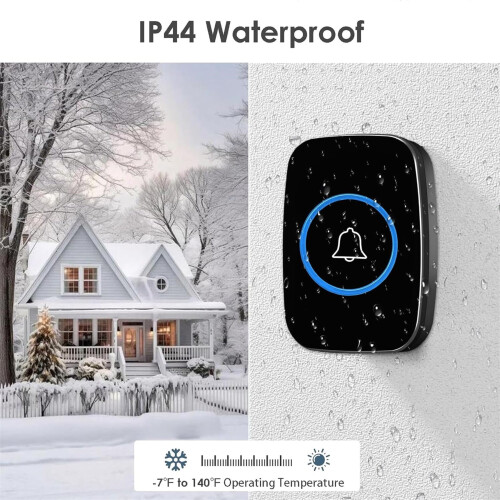 Wireless Doorbell Set Long Range 2 Transmitters 3 Receivers 2
