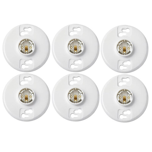 12Pcs Medium Base E26 Lampholder Keyless Top Lamp Holder Ceiling Light Sockets White Phenolic Bulb Socket CFL Lampholder 1