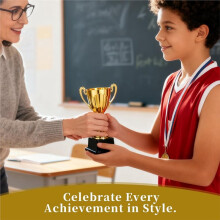 8 Pack Gold Plastic Trophy Awards Winner Cup for Sports & Competitions and Rewards