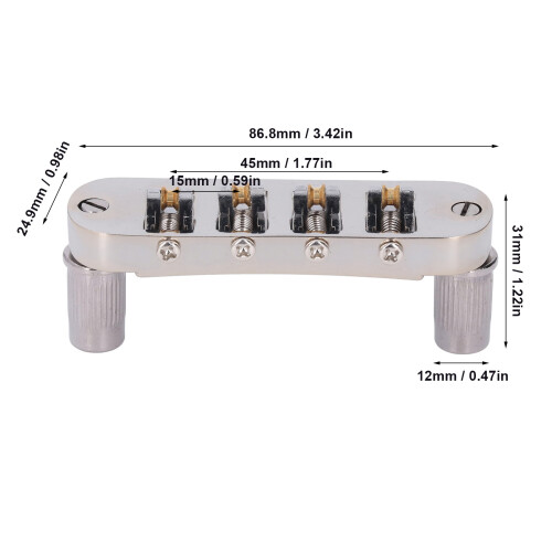 Gitarre Roller-Sattelbrücke Silber 4-Saiter Bass 1