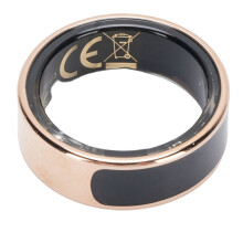 Goldener smarter Ring-Fitness-Tracker mit Display & Ladehülle