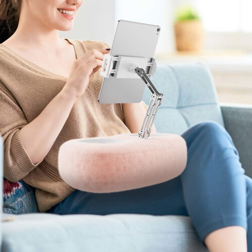 Tablet Pillow Stand with Adjustable Viewing Angles and Storage Pockets for Bed and Sofa Use 1