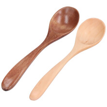 2 Stück Phoebe Wood Holzlöffel mit gebogenem Griff, klein