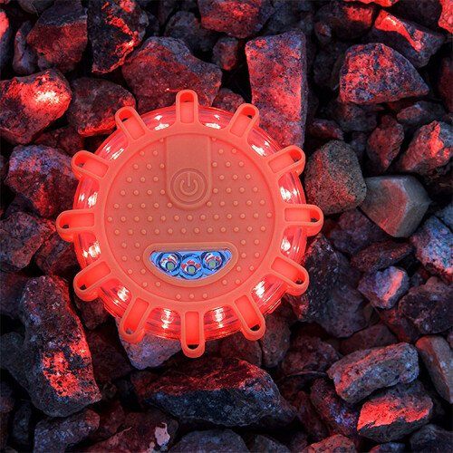 4-Pack Roadside Emergency LED Flashing Warning Flare Light Kit with Beacon Discs 2