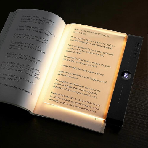 Flat Book Light Rechargeable Clear LED Smart Reading Light with Timer Dimmable Eye Protection for Bedside Travel Study 2