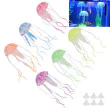 Small Silicone Glowing Artificial Jellyfish for Fish Tank Decor, 3cm Suction Cup