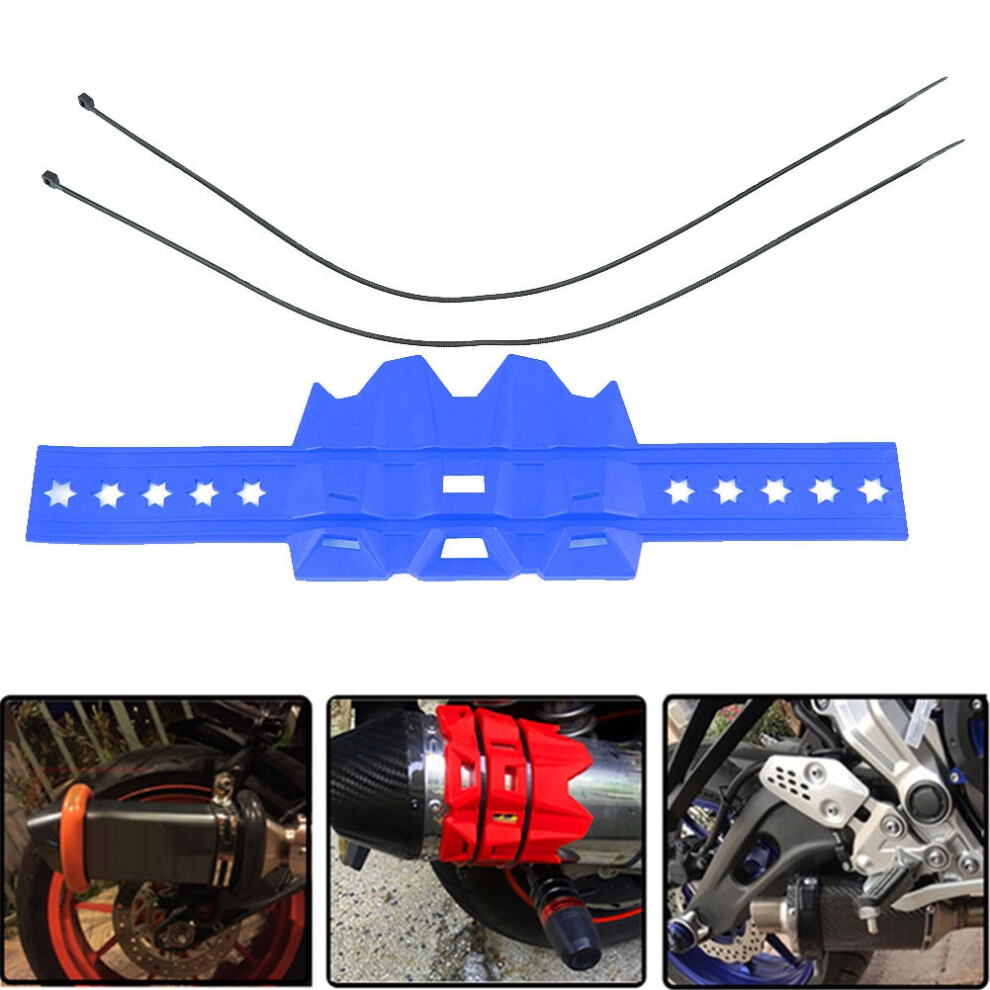 Universal Motorcycle Exhaust Pipe Protector Cover Guard Anti-Hot Blue 8191391593973