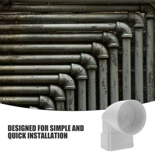 Rainwater Downspout Gutter Elbow Connector White 2 pcs 1