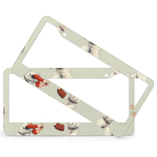 Baseball Pitcher License Plate Frames Aluminum 2-Pack 1