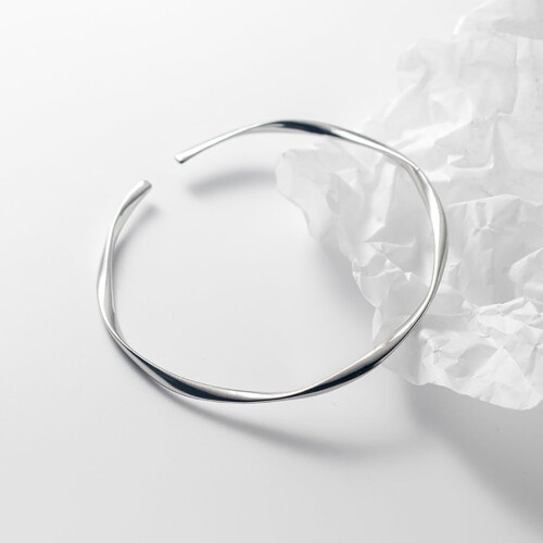 925 Sterling Silver Simple Open Bangle for Women 2