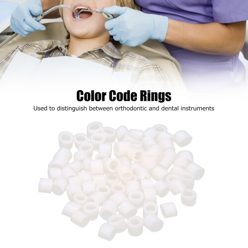 100pcs Silicone Dental Color Code Rings for Orthodontics White 2