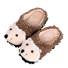 2Pairs Fluffy Plush Indoor Slippers Winter Hedgehog Design