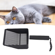Edelstahl-Katzenstreuschaufel-Set mit Halter und Bürste, Schwarz