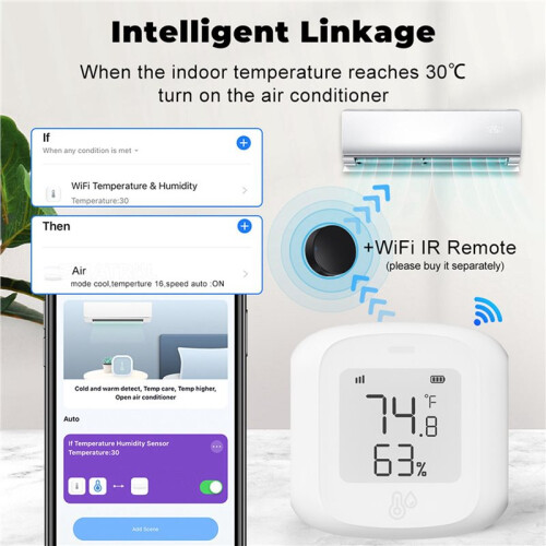 2X Tuya  WiFi Temperature Humidity Sensor Indoor Hygrometer Thermometer with LCD Display 2
