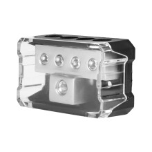 Car Audio Power Distribution Block 1GA In 4GA Out, Transparent Black