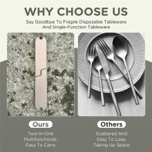 2-in-1 Magnetic Camping Utensils Set,Portable Detachable Folding Fork Spoon,Ideal for Outdoor Survival,Travel Hiking