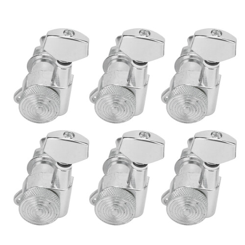 6Pcs Silver Locking Guitar Tuning Peg Set, 17.5mm Handle Length