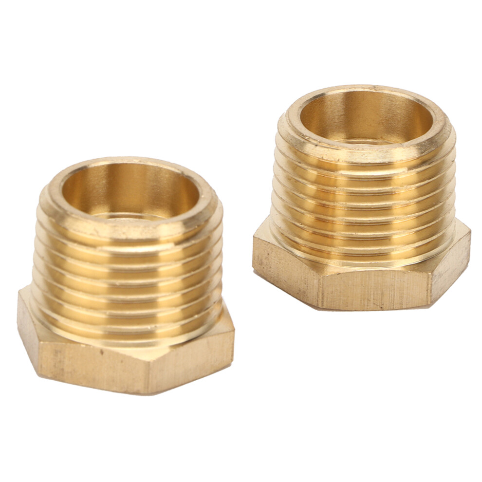 2Pcs Brass 1/2 Npt Male To 1/4 Npt Female Reducer Bushing Hose Fitting 8781391601817